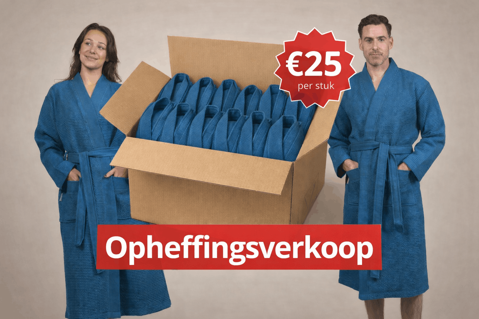 Doos 12x Azur Wafelbadjassen