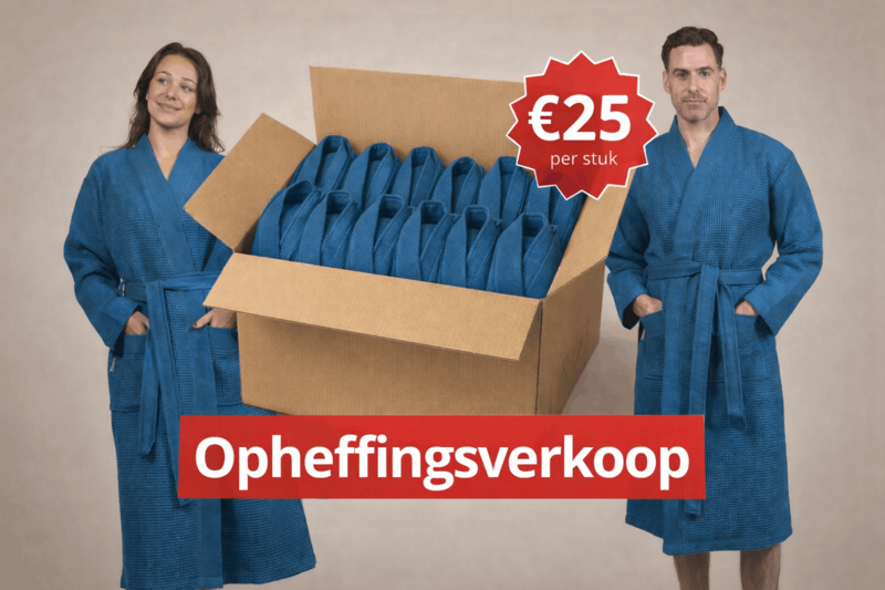 Doos 12x Azur Wafelbadjassen
